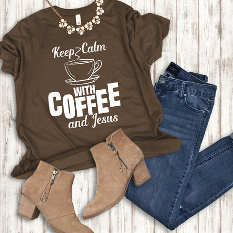 Keep Calm with Coffee and Jesus tee - Wholesale Packs of 12