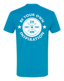 Be your own inspiration design on back of turquoise tee