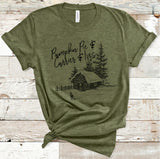 Pumpkin Pie & Currier and Ives Heather Olive Christmas Tee Wholesale Packs of 6 or 12
