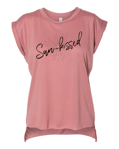 Sun-Kissed Women Flowy Muscle with Rolled Cuff Tee - Wholesale Packs of 6 or 12