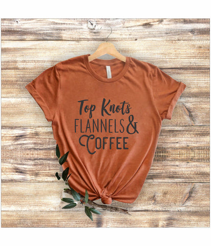 Top Knots, Flannels, Coffee Fall Tee-Wholesale Packs of 6 or 12